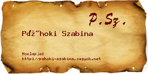 Páhoki Szabina névjegykártya