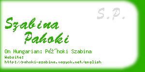 szabina pahoki business card